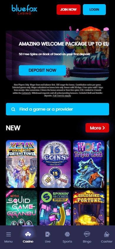 BlueFox Casino Mobile screenshot
